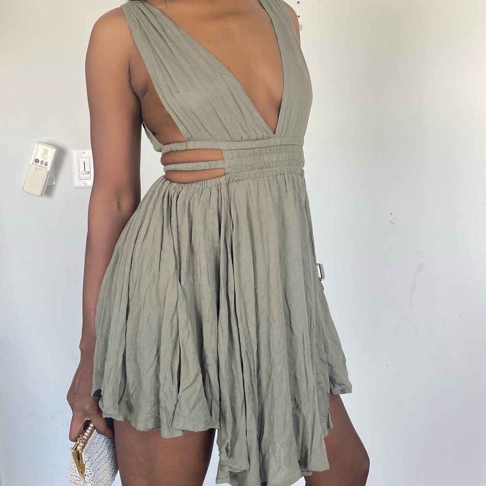 Showroom Olive Green Cutout Tank Mini Dress